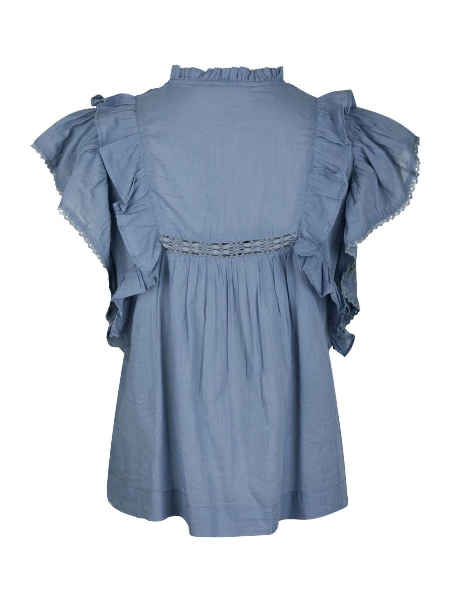 Jayla S Voile Top Smoke Blue