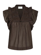 Jayla S Voile Top Dark Brown