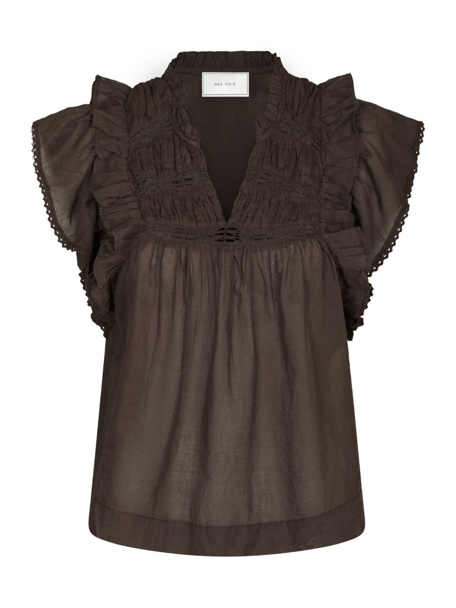 Jayla S Voile Top Dark Brown
