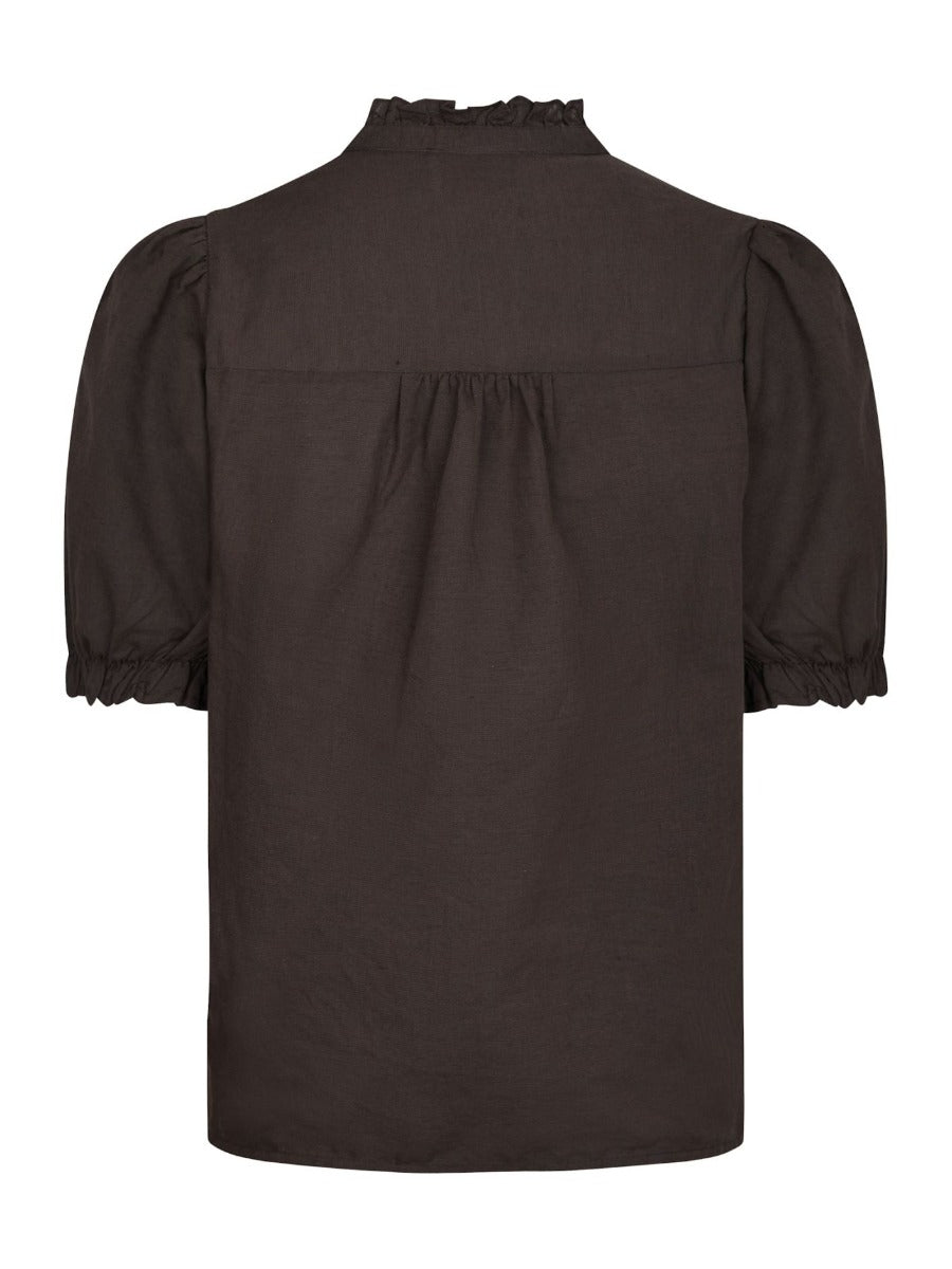 Odesa Linen Blouse Dark Brown