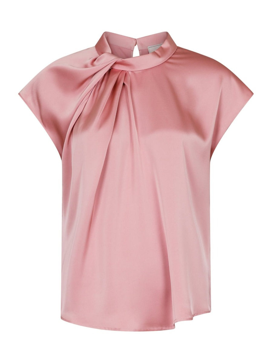 Fleur Drapy Satin Blouse Light Pink