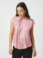 Fleur Drapy Satin Blouse Light Pink