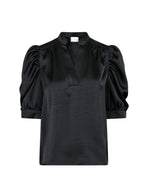 Roella Heavy Sateen Blouse-BLACK