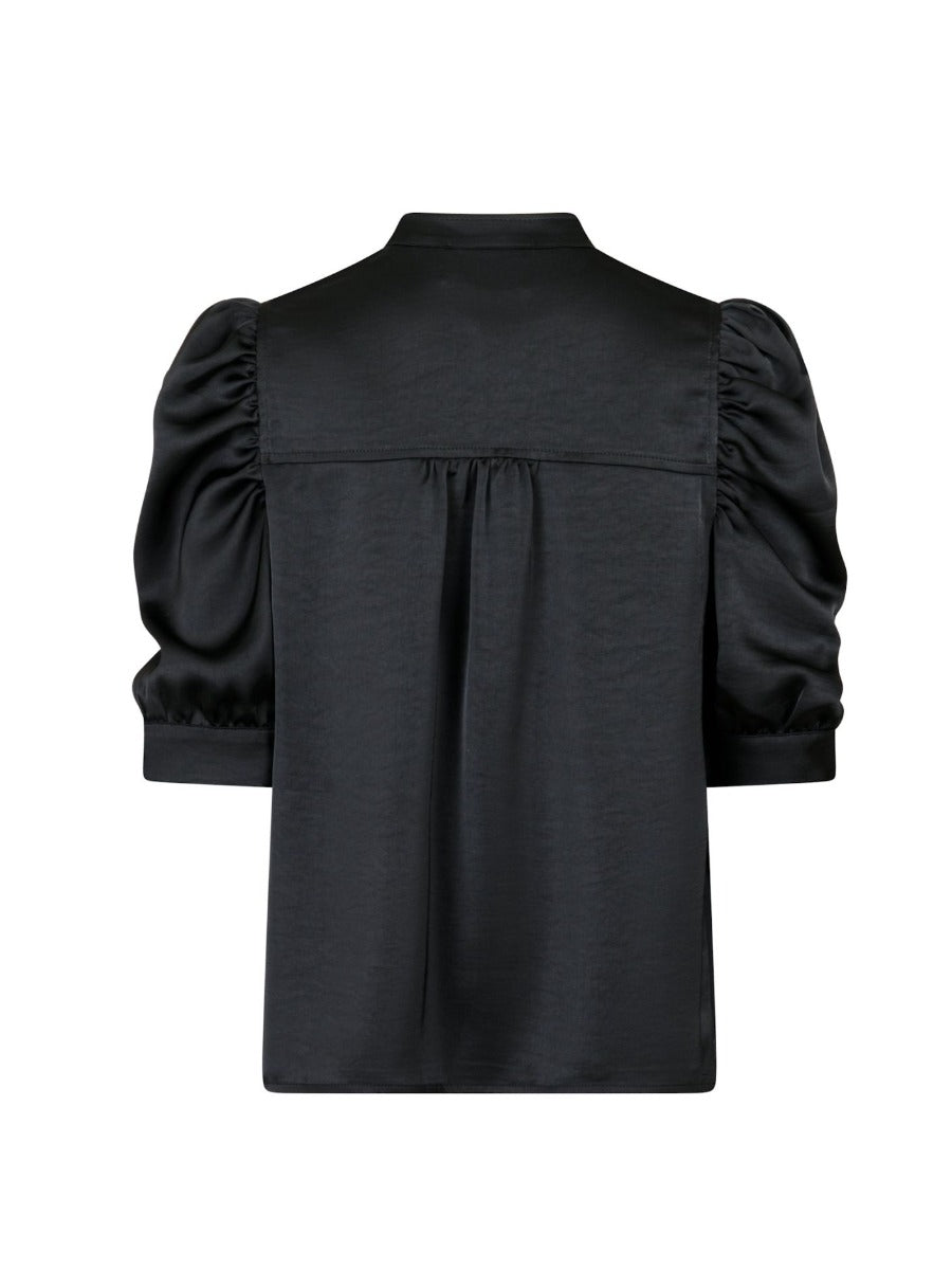 Roella Heavy Sateen Blouse-BLACK