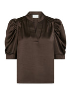 Roella Heavy Sateen Blouse Dark Brown