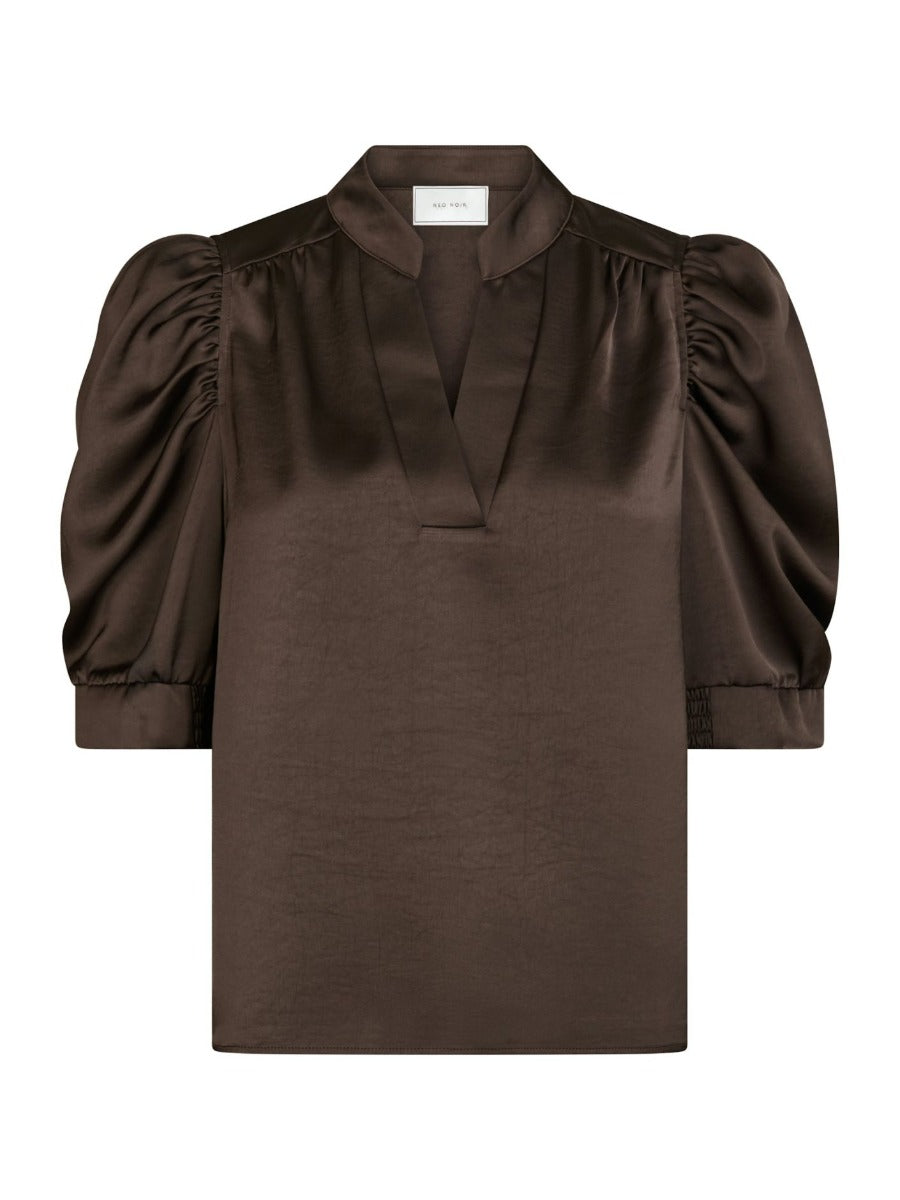 Roella Heavy Sateen Blouse Dark Brown