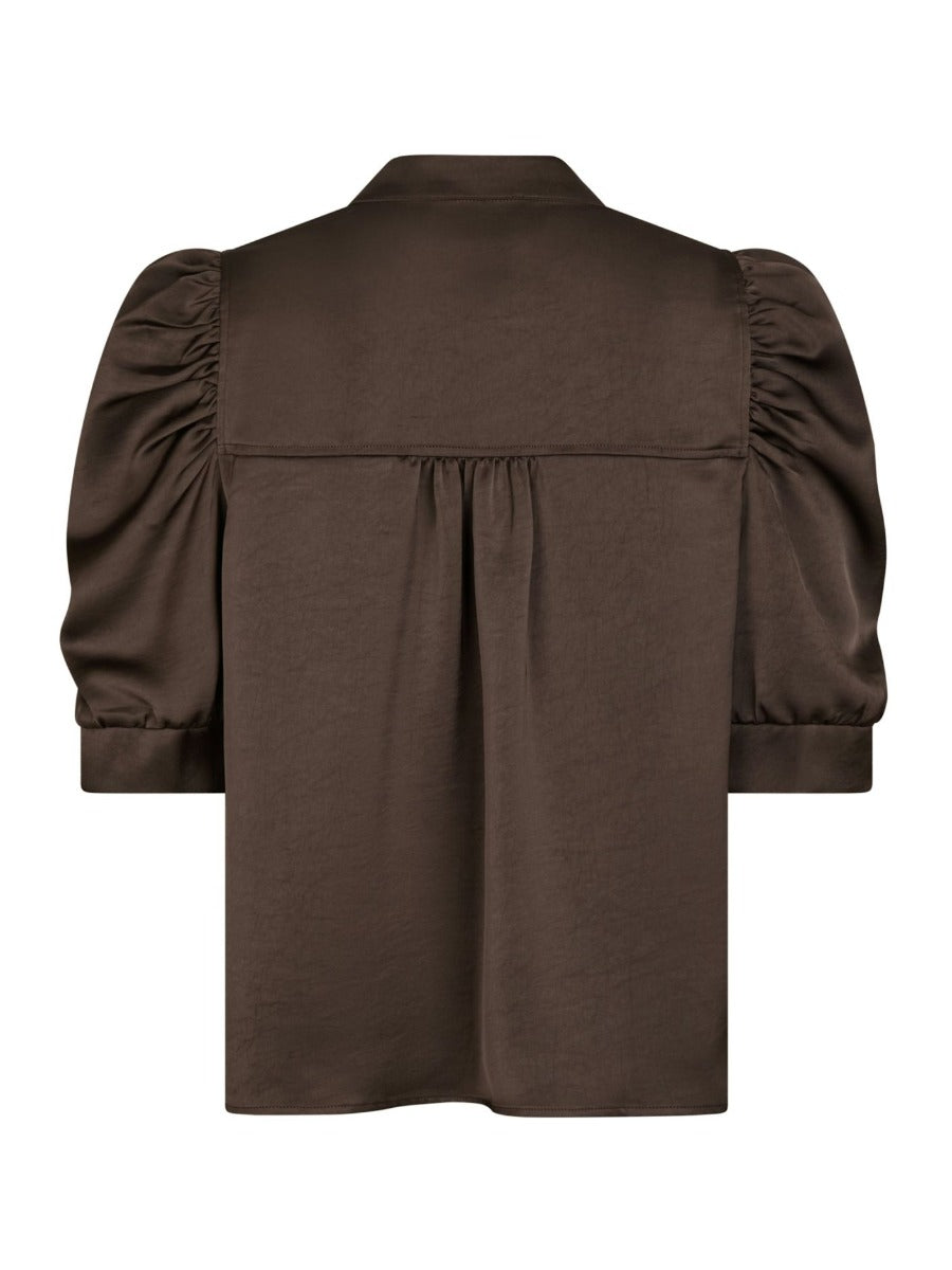 Roella Heavy Sateen Blouse Dark Brown