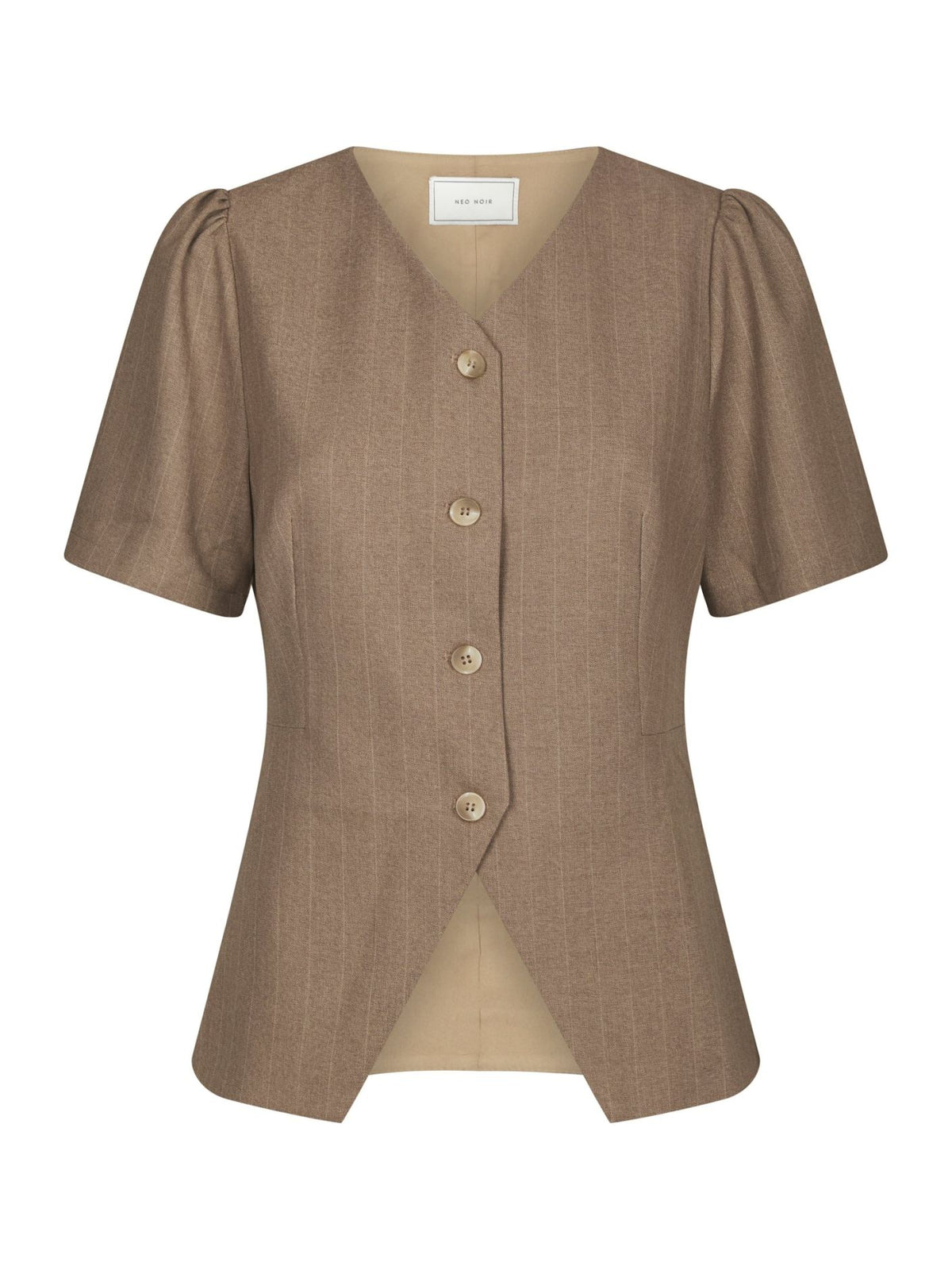 Neo Noir Jules Pinstripe Blouse Taupe