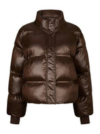 Rhea Shiny Puffer Jacket Dark Brown