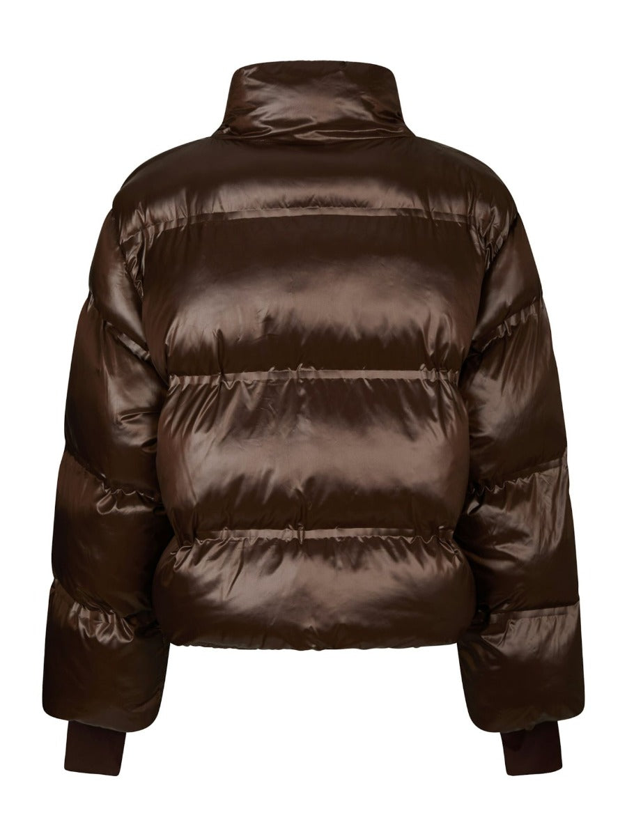 Rhea Shiny Puffer Jacket Dark Brown
