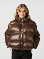 Rhea Shiny Puffer Jacket Dark Brown
