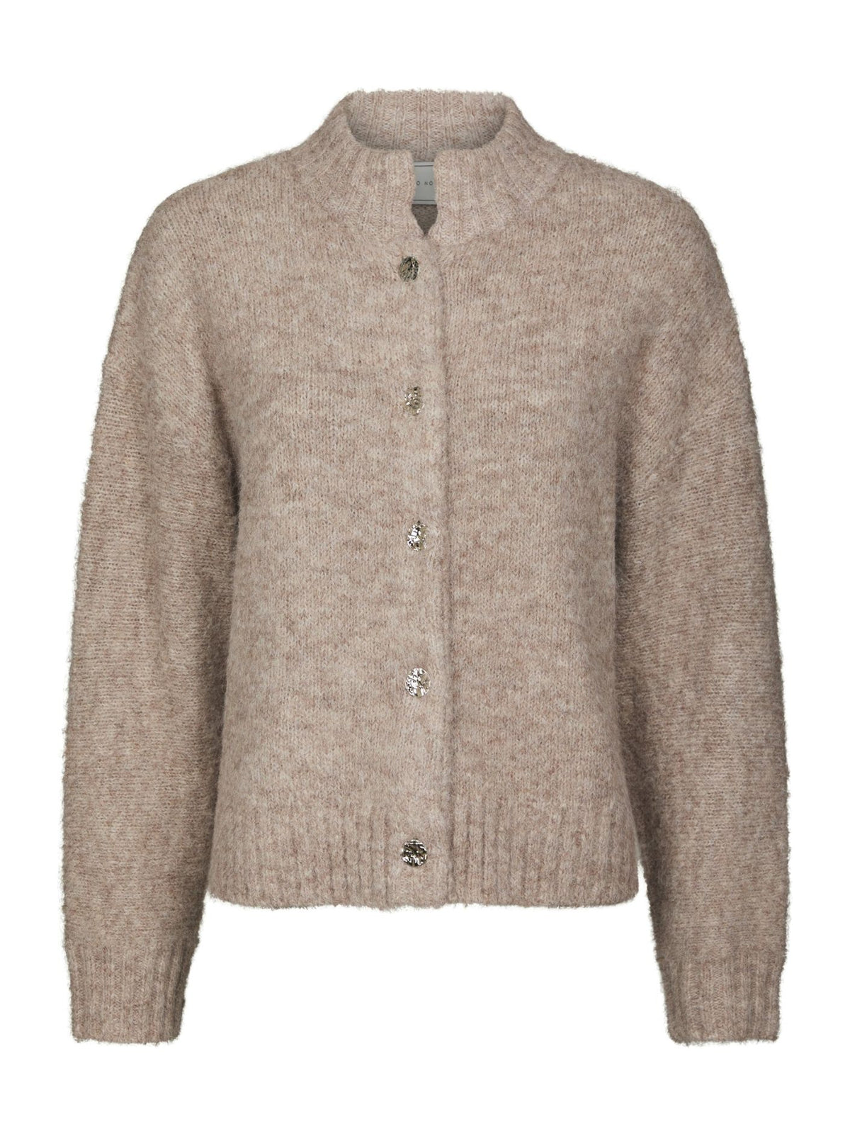 Neo Noir Taura Fluffy Knit Cardigan Beige