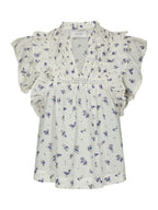 Jayla Small Blossom Top White Blue