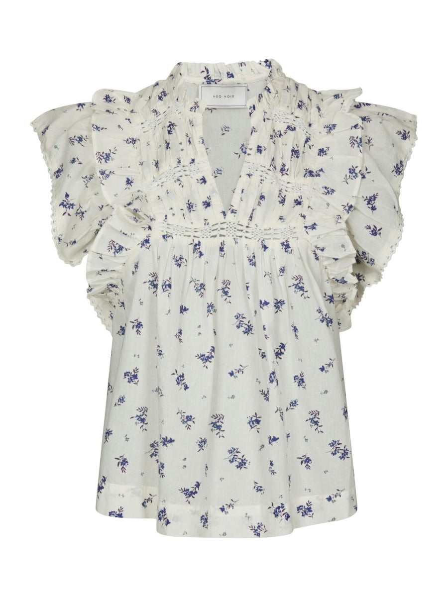 Jayla Small Blossom Top White Blue