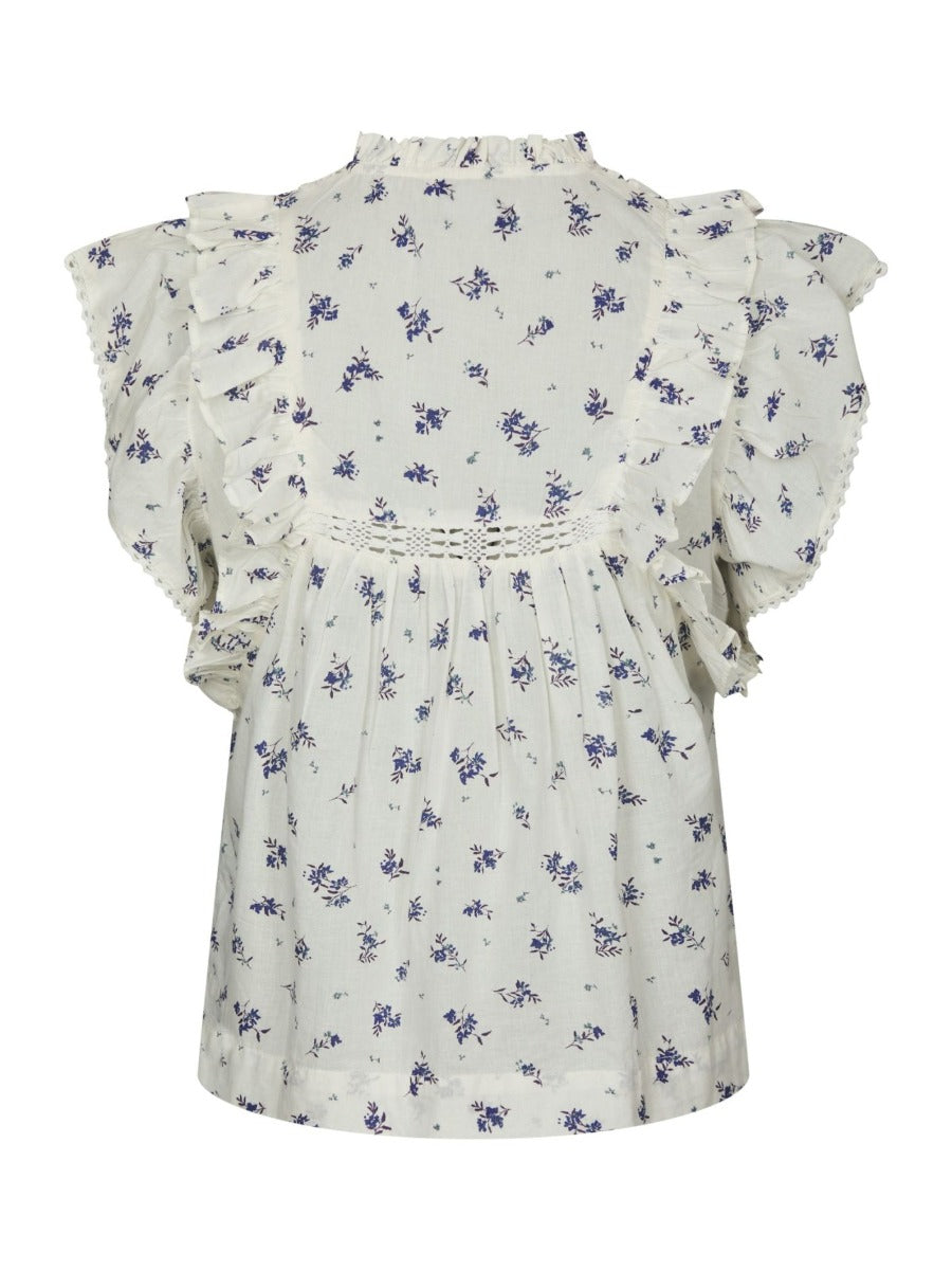 Jayla Small Blossom Top White Blue