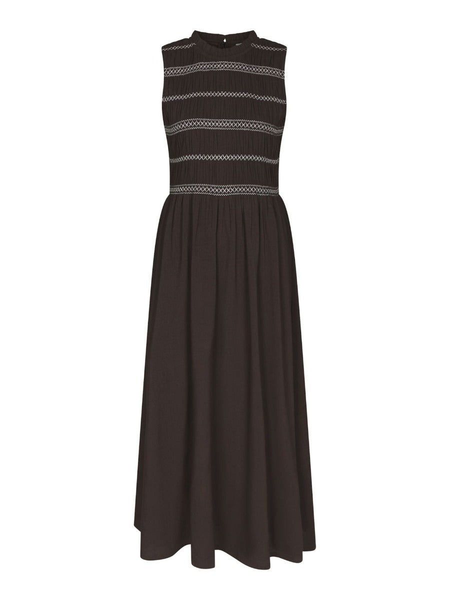 Atika Deco Smock Dress Dark Brown