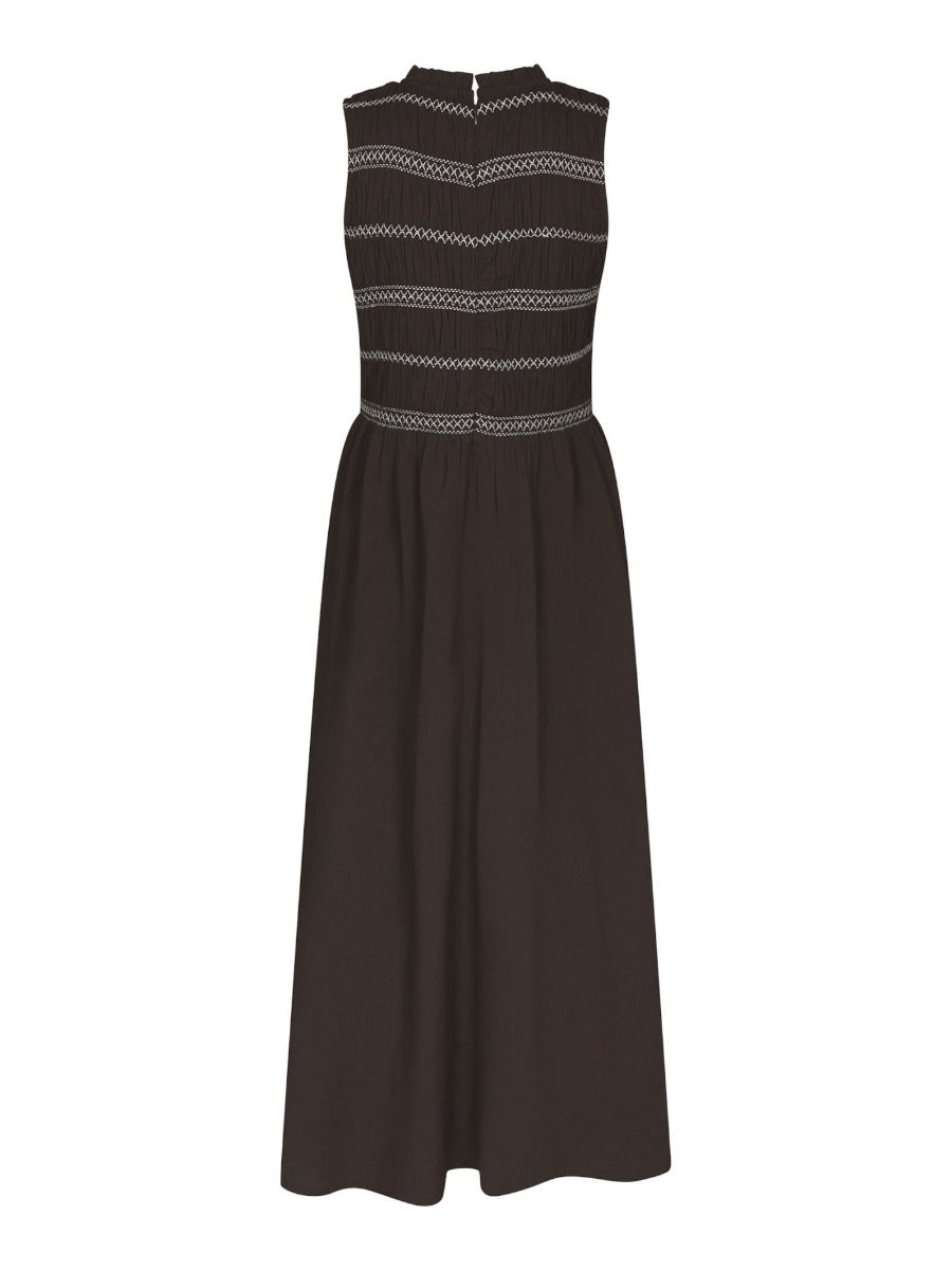 Atika Deco Smock Dress Dark Brown