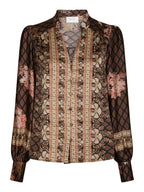 Massima Botanical Border Blouse Black