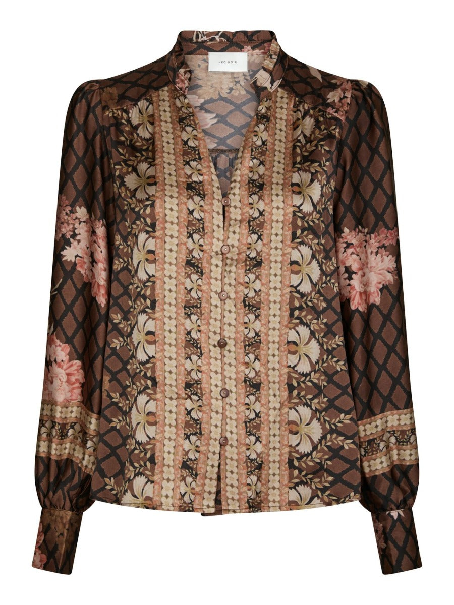 Massima Botanical Border Blouse Black