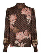 Massima Botanical Border Blouse Black