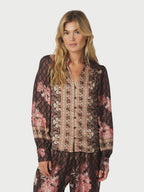 Massima Botanical Border Blouse Black