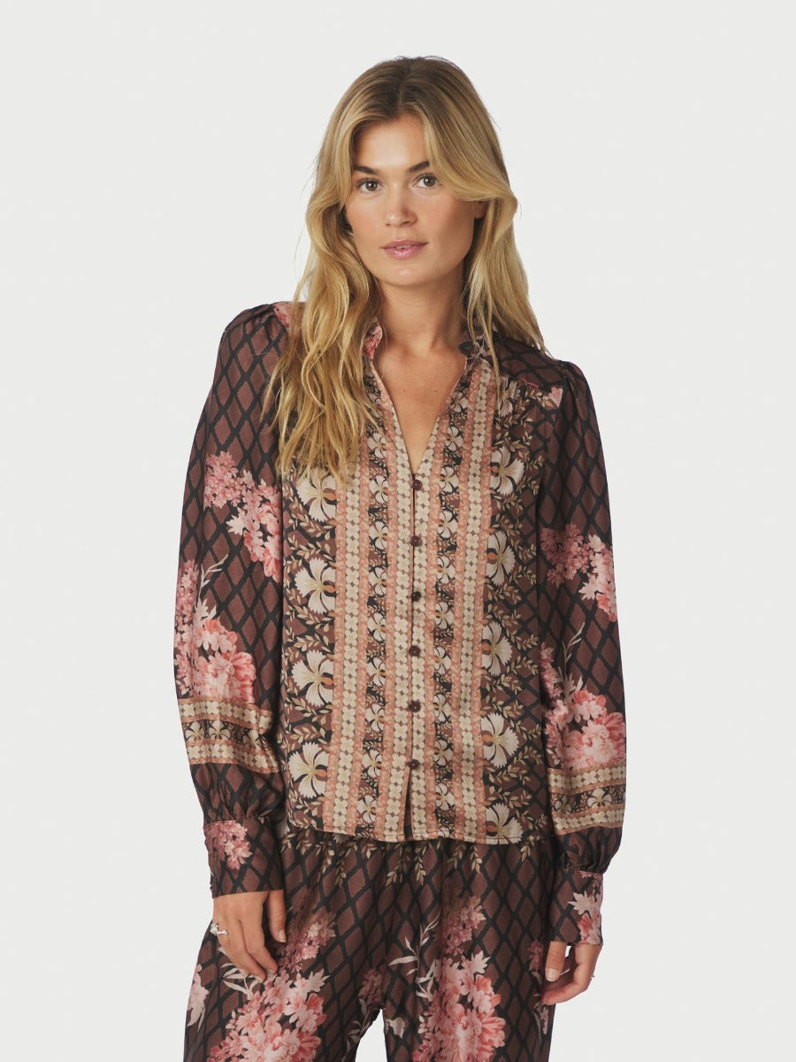 Massima Botanical Border Blouse Black
