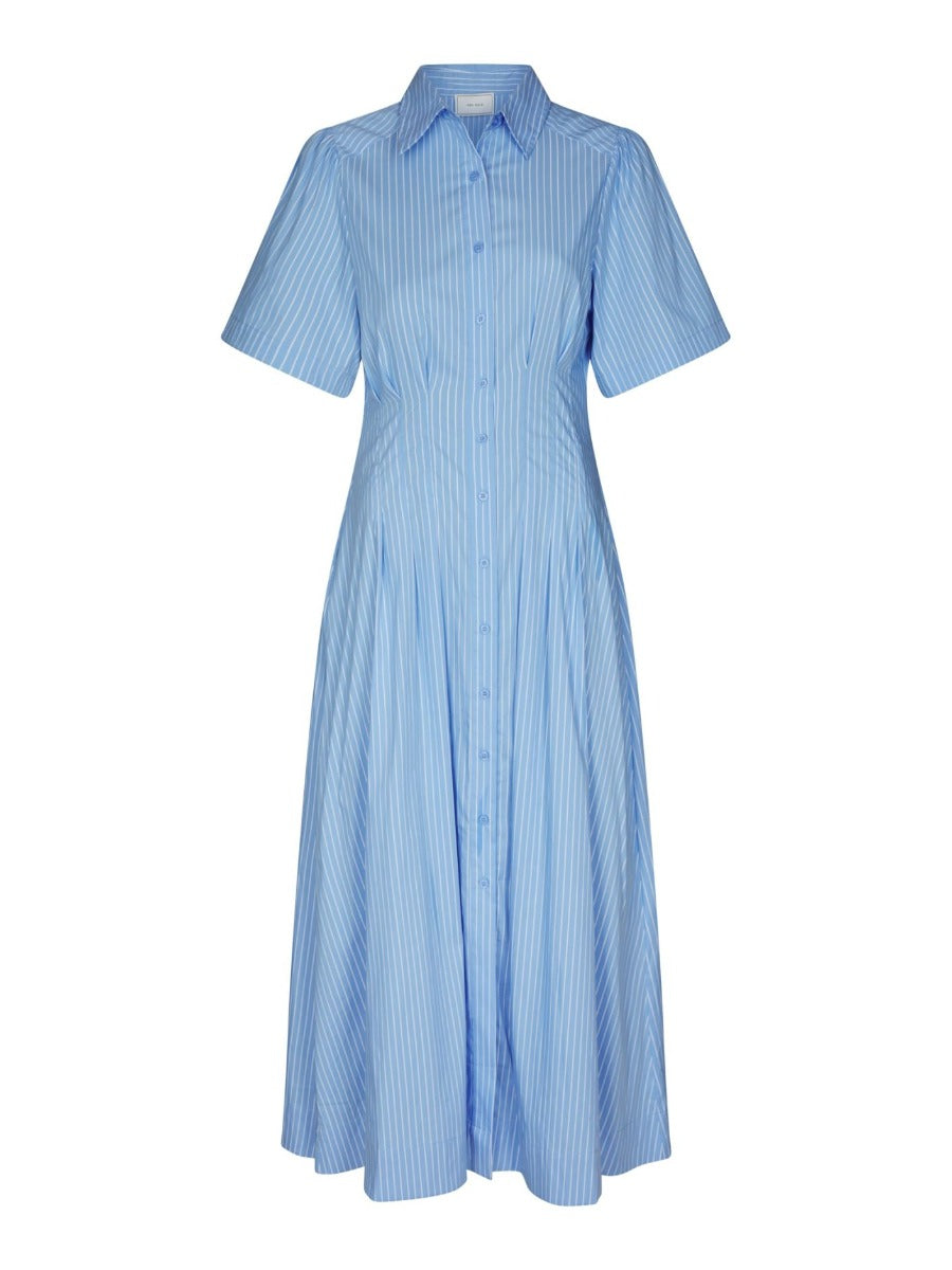 Baia Stripe Poplin Dress Light Blue