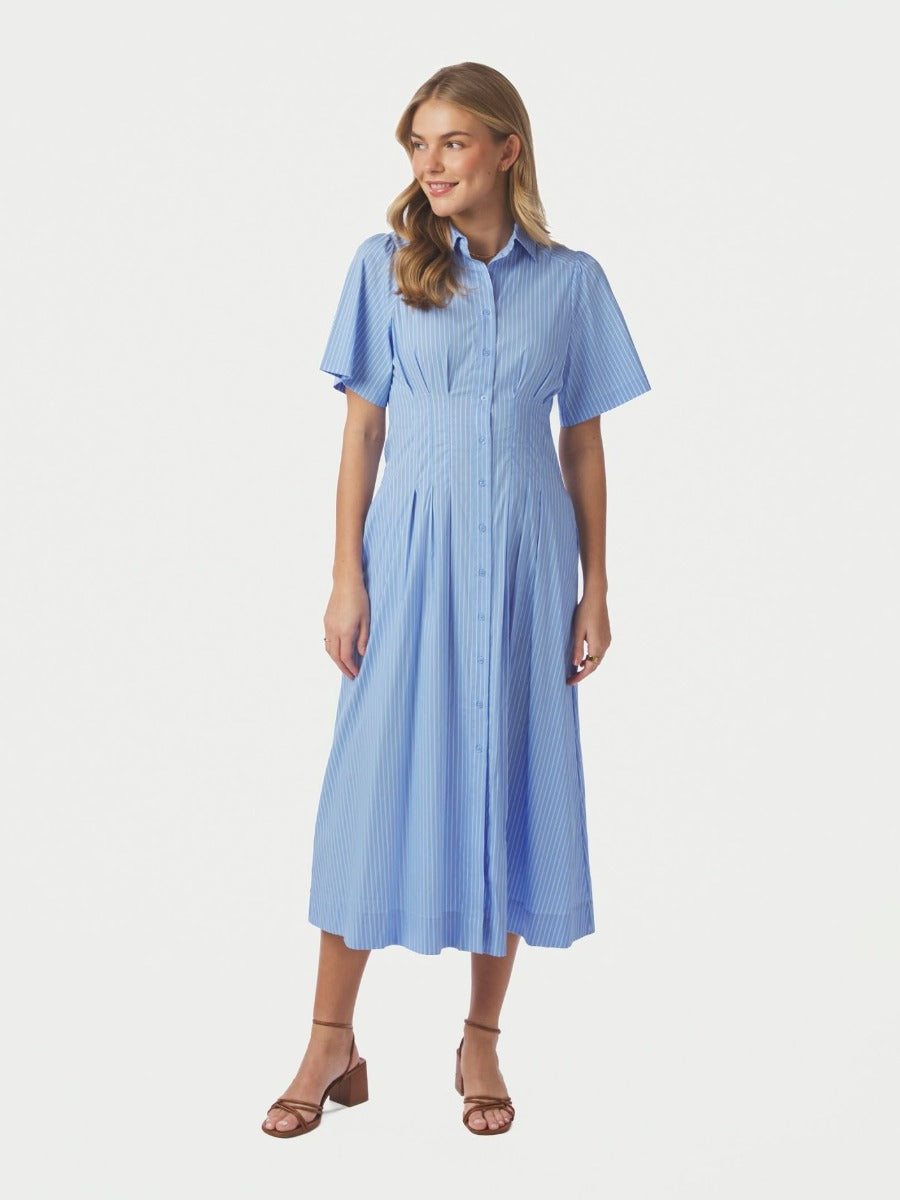 Baia Stripe Poplin Dress Light Blue