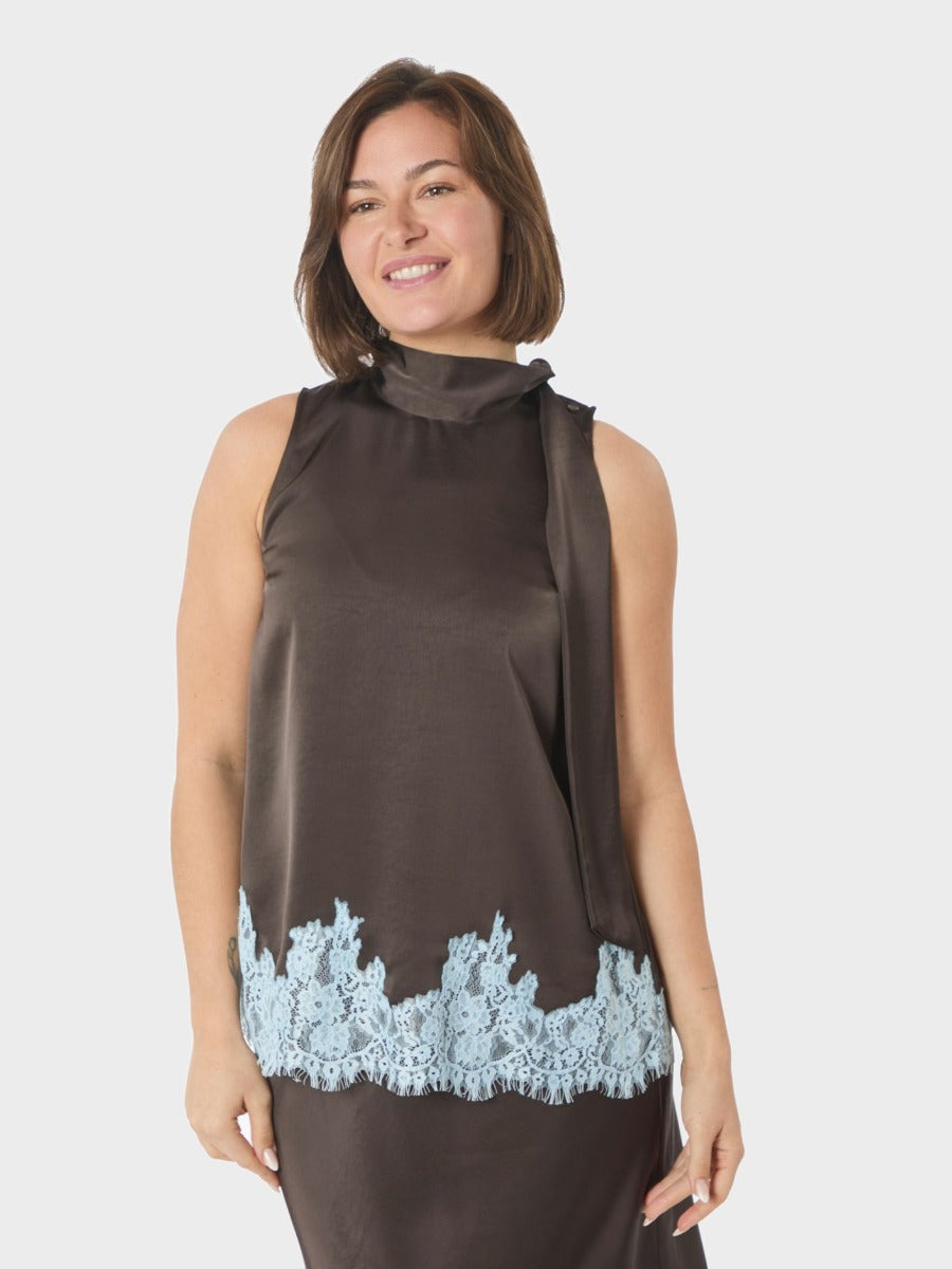 Lorenz Lace Top Dark Brown