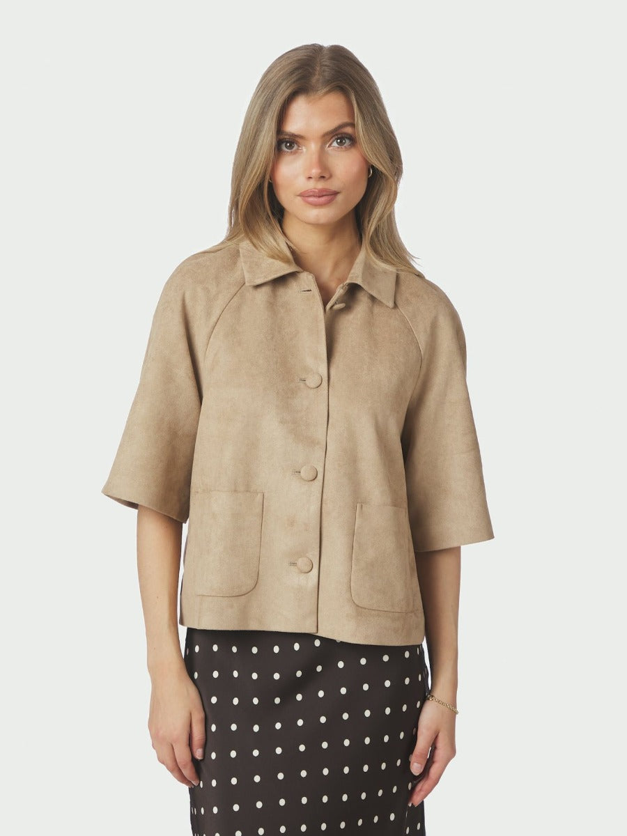 Editta Faux Suede Jacket Sand
