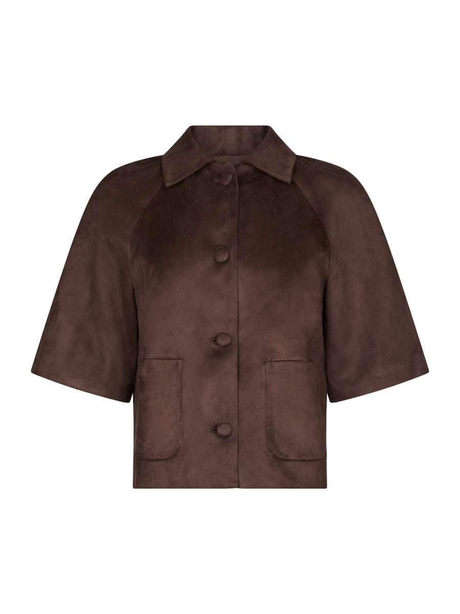 Editta Faux Suede Jacket Dark Brown