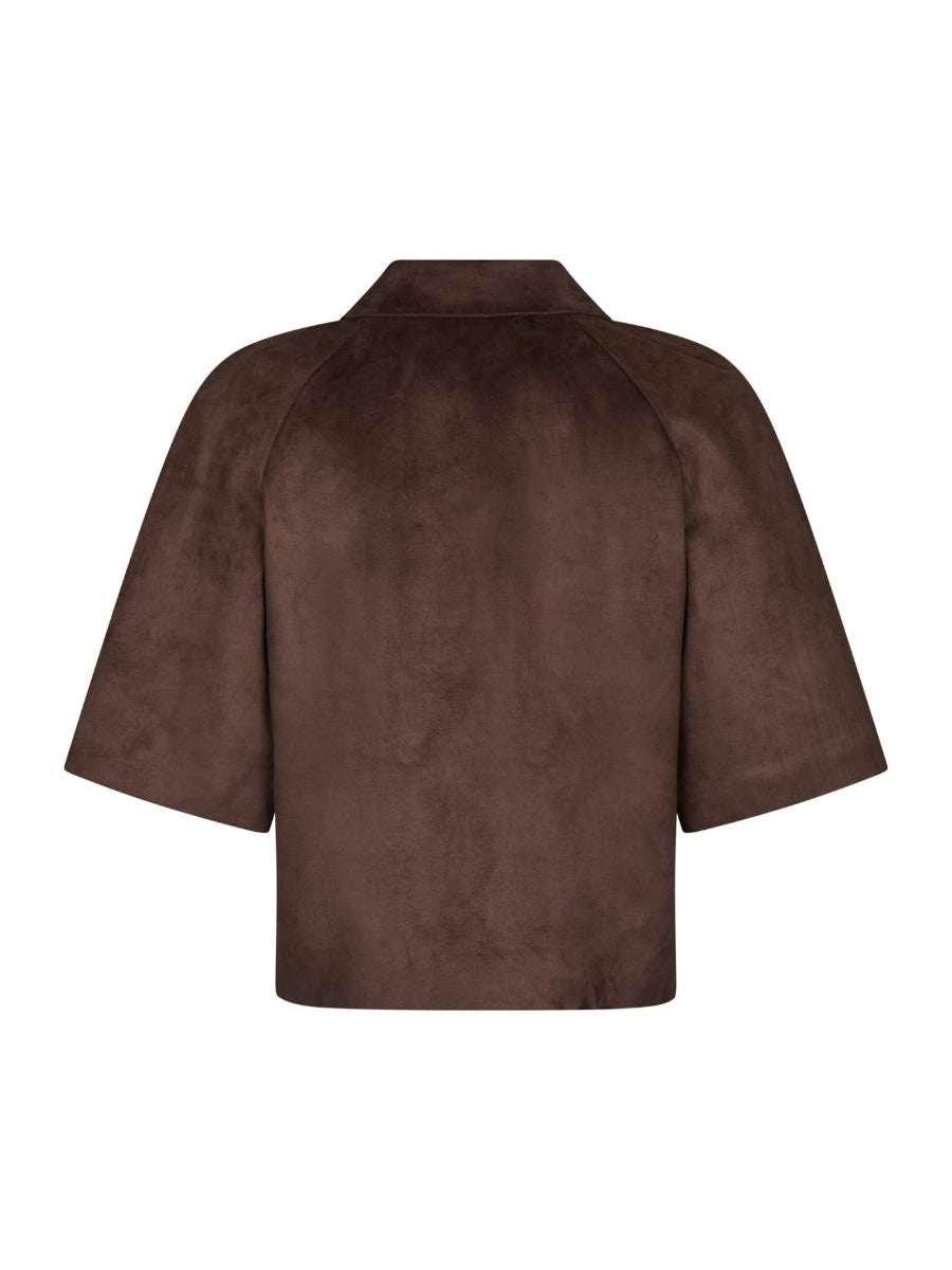 Editta Faux Suede Jacket Dark Brown