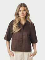 Editta Faux Suede Jacket Dark Brown