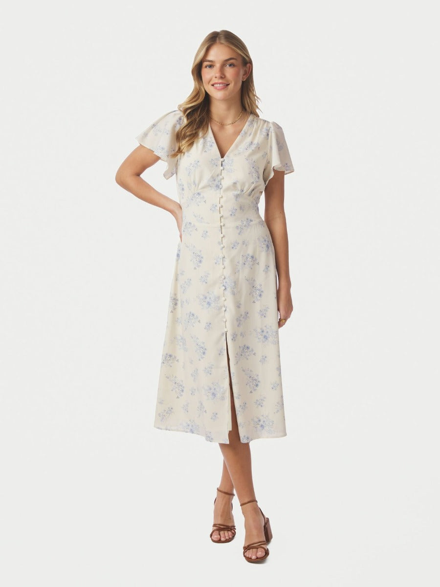 Eleni Delicate Flower Dress Creme