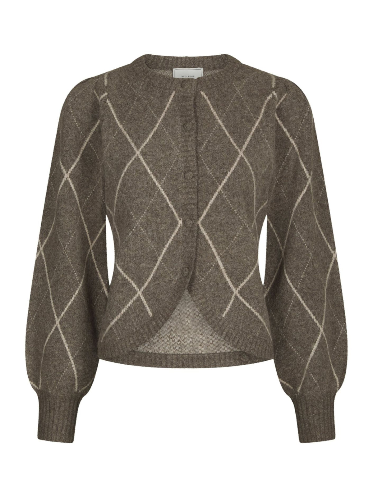 Neo Noir Koteas Check Knit Cardigan Taupe