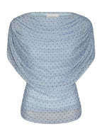 Cottuna Dot Drapy Mesh Top Light Blue