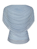 Cottuna Dot Drapy Mesh Top Light Blue