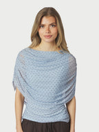 Cottuna Dot Drapy Mesh Top Light Blue