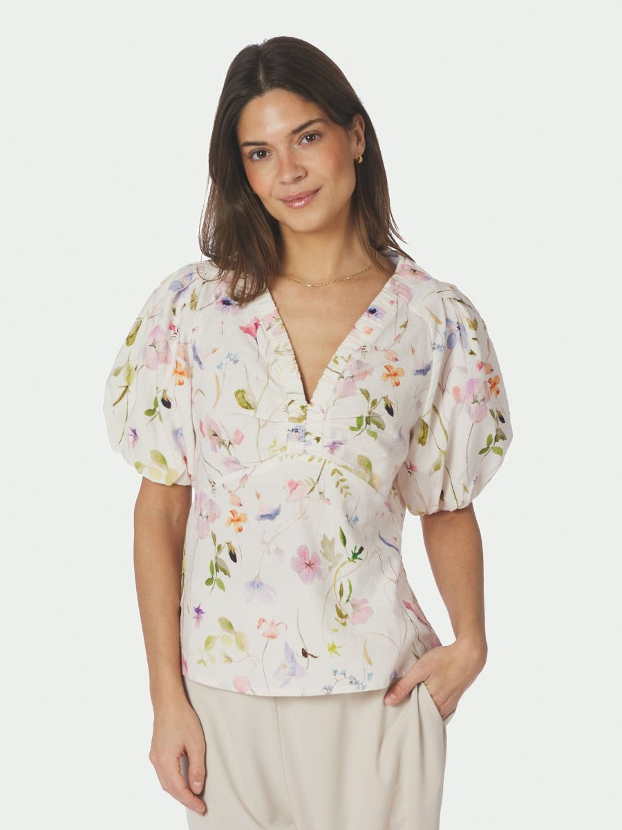Irina Flower Blouse Off White
