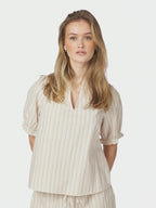 Odesa Linen Stripe Blouse Sand