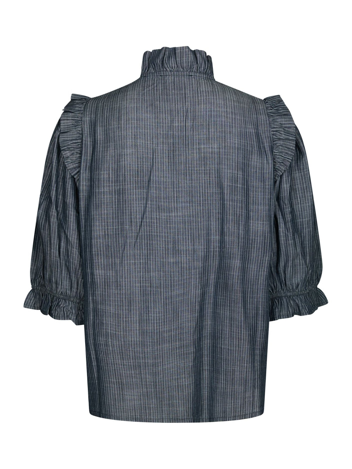 Neo Noir Chacha Chambray Stripe Blouse Dark Blue