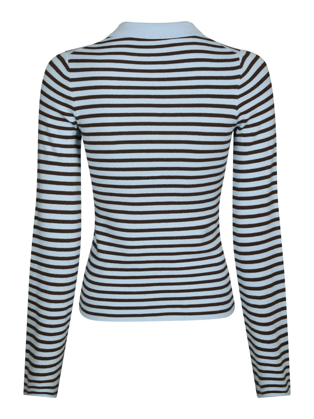 Neo Noir Fannya LS Striped Knit Polo Light Blue