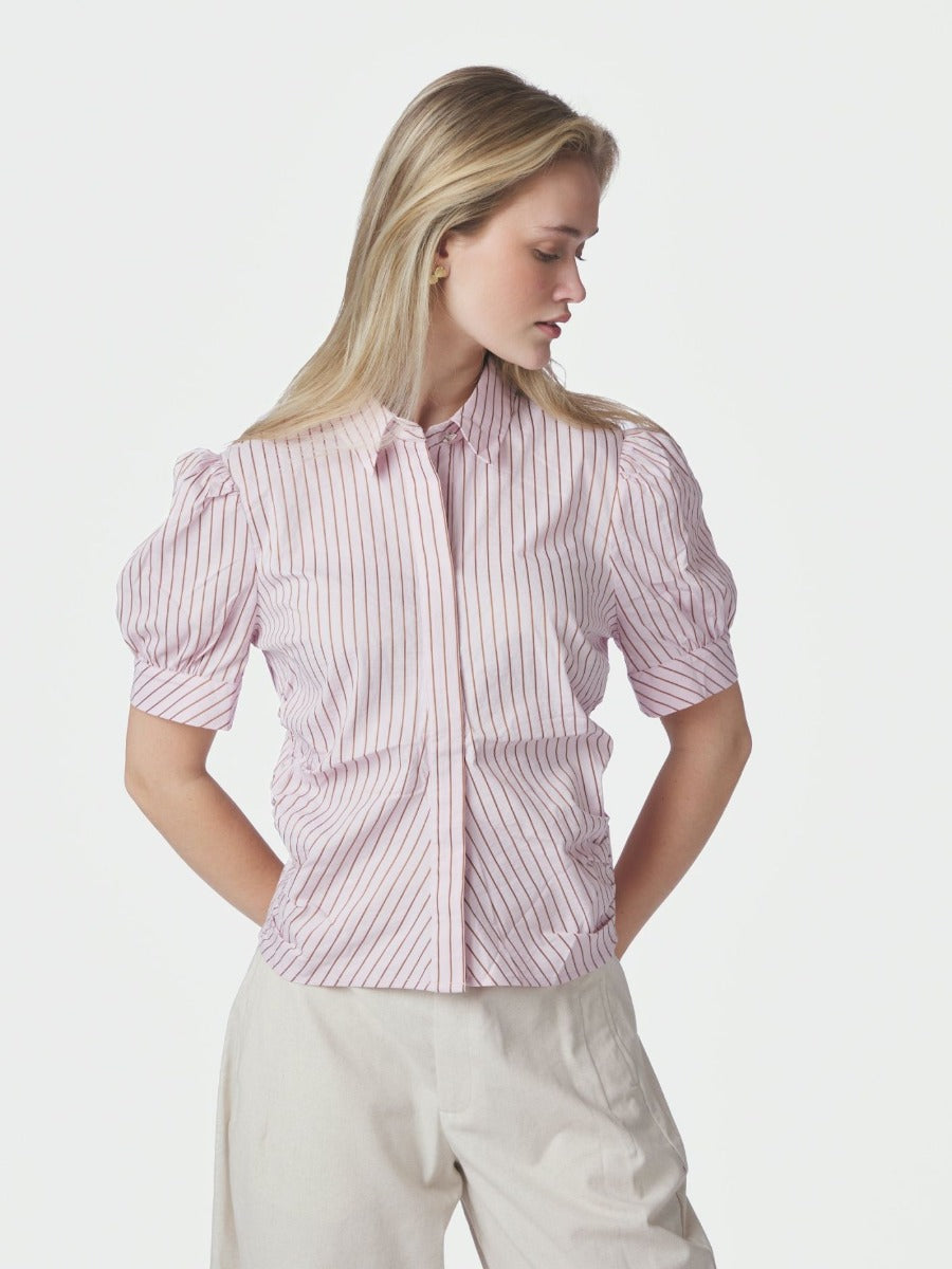 Frannie Structure Stripe Shirt Light Pink