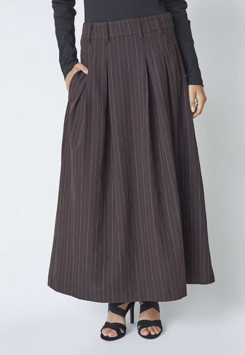 Anya Trinny Pleat Skirt Dark Brown