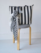 Knit Stripe Tote Bag Black