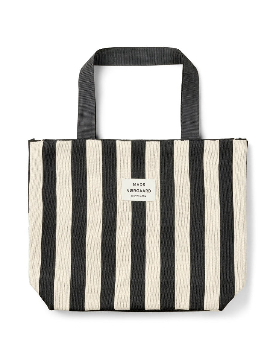 Knit Stripe Tote Bag Black