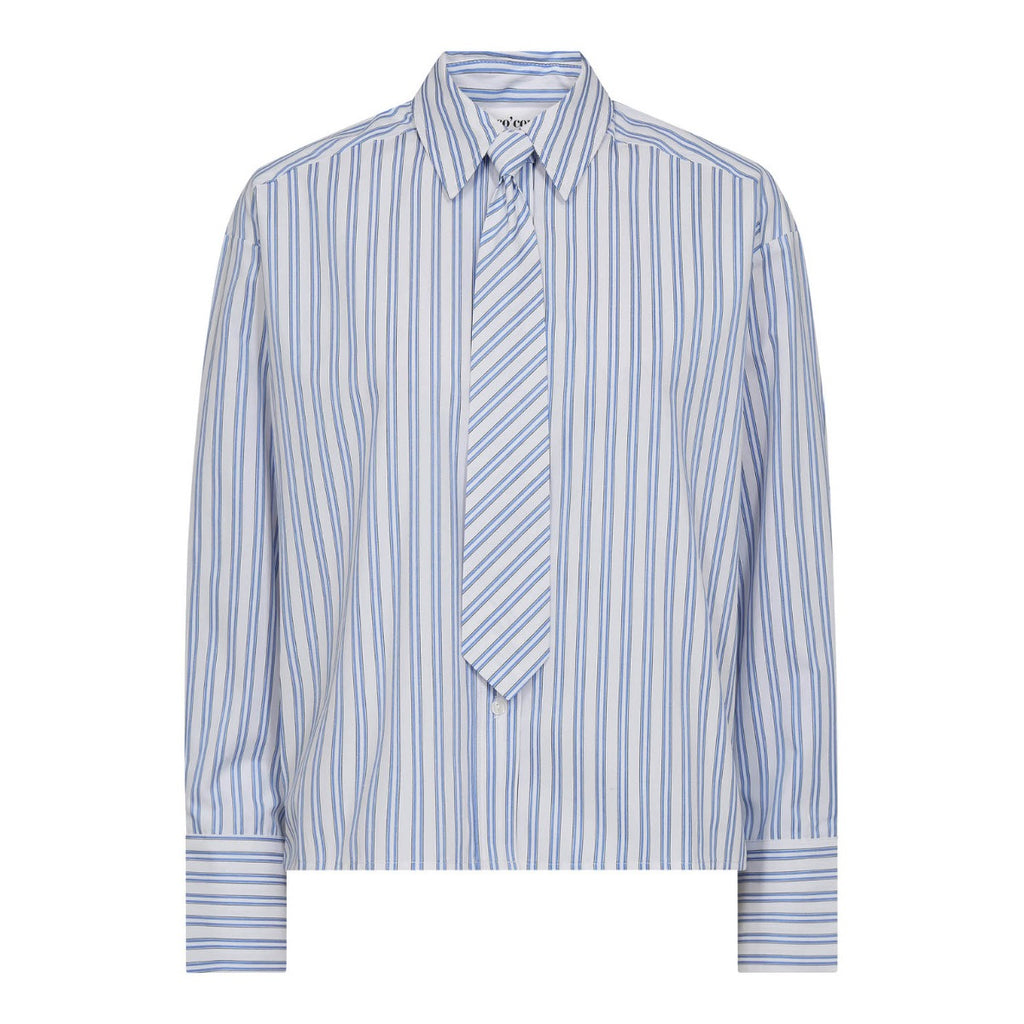 Devin Stripe Tie Shirt Blue