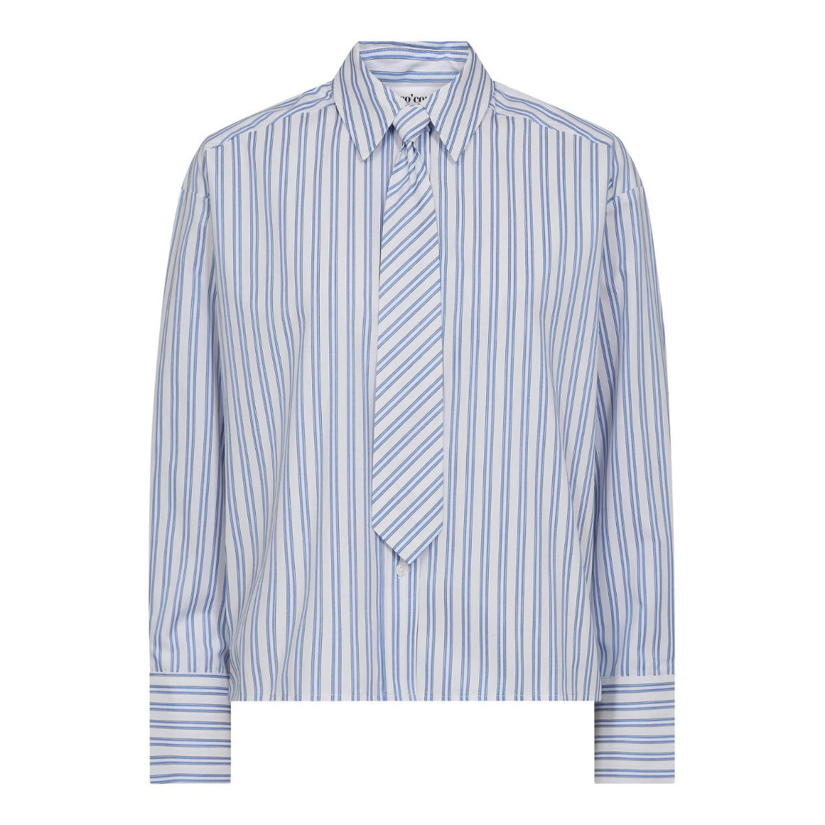 Devin Stripe Tie Shirt Blue