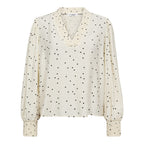 Diem Dot V-Blouse Off White