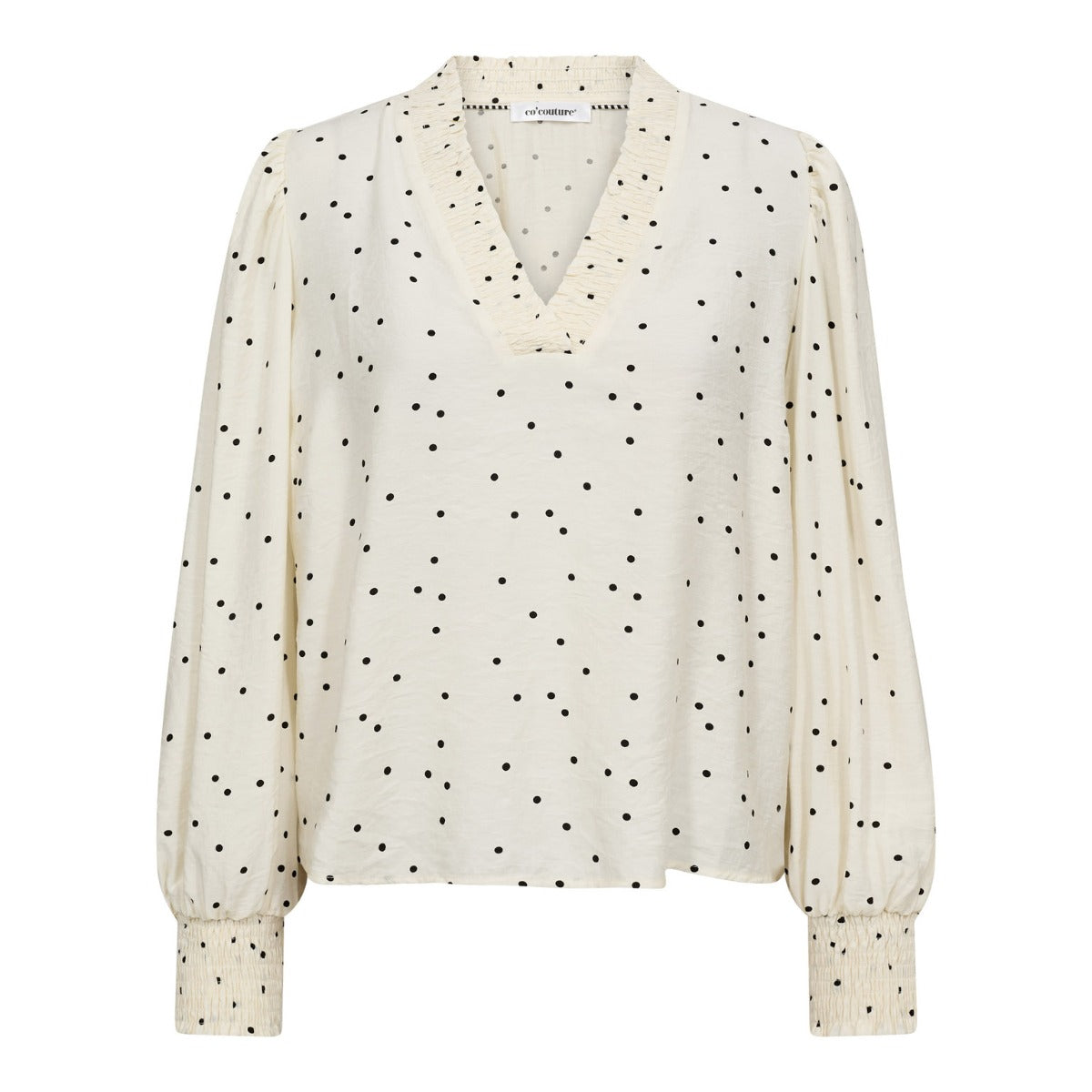 Diem Dot V-Blouse Off White